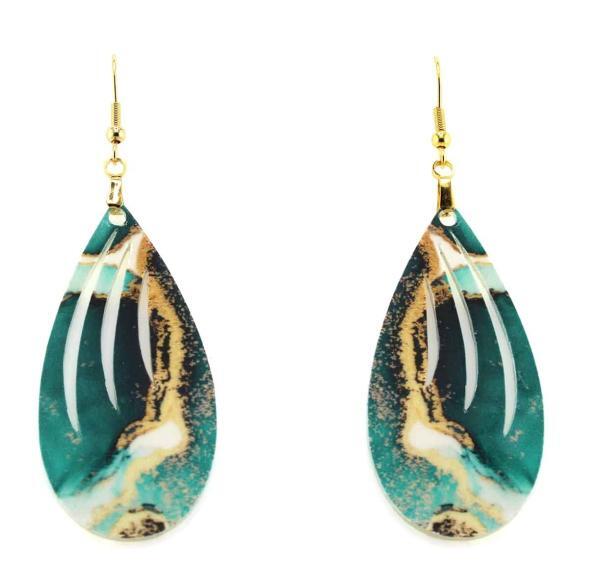 Jade & Gold Marbled Earrings