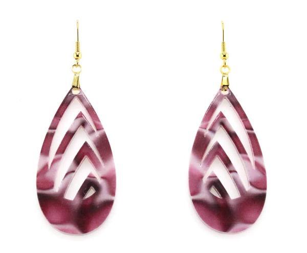 Modern designed silky pink teardrop earrings