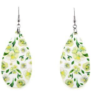 yellow blossoms teardrop earrings