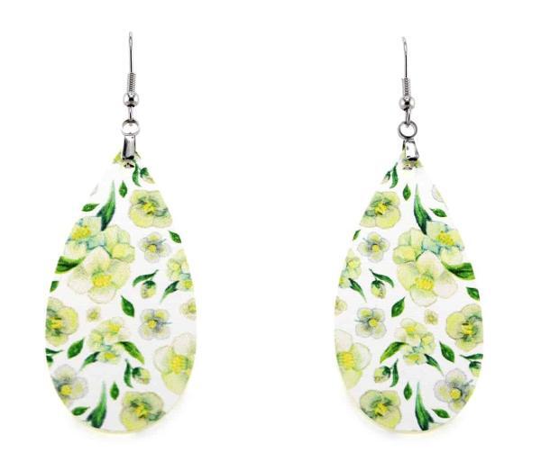 yellow blossoms teardrop earrings