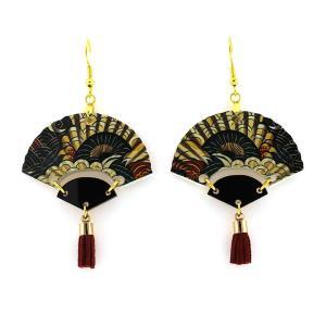 tribal fan tassel earrings