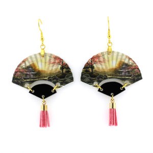 pagoda fan earrings with tassel