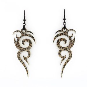 edgy tribal earrings with leopard spots